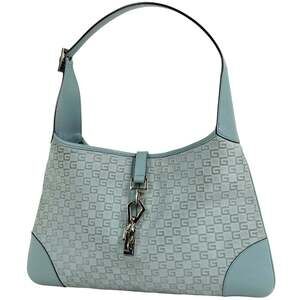 Gucci Jackie Line Shoulder Bag, Logo Handbag, One-Shoulder Suede, Blue, 00140...